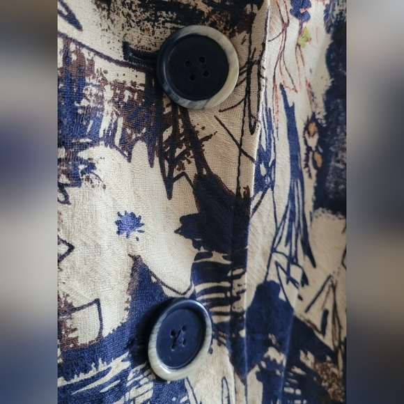 Coldwater Creek oversized button abstract floral cape-style jacket Women's XL/16 - Picture 3 of 10